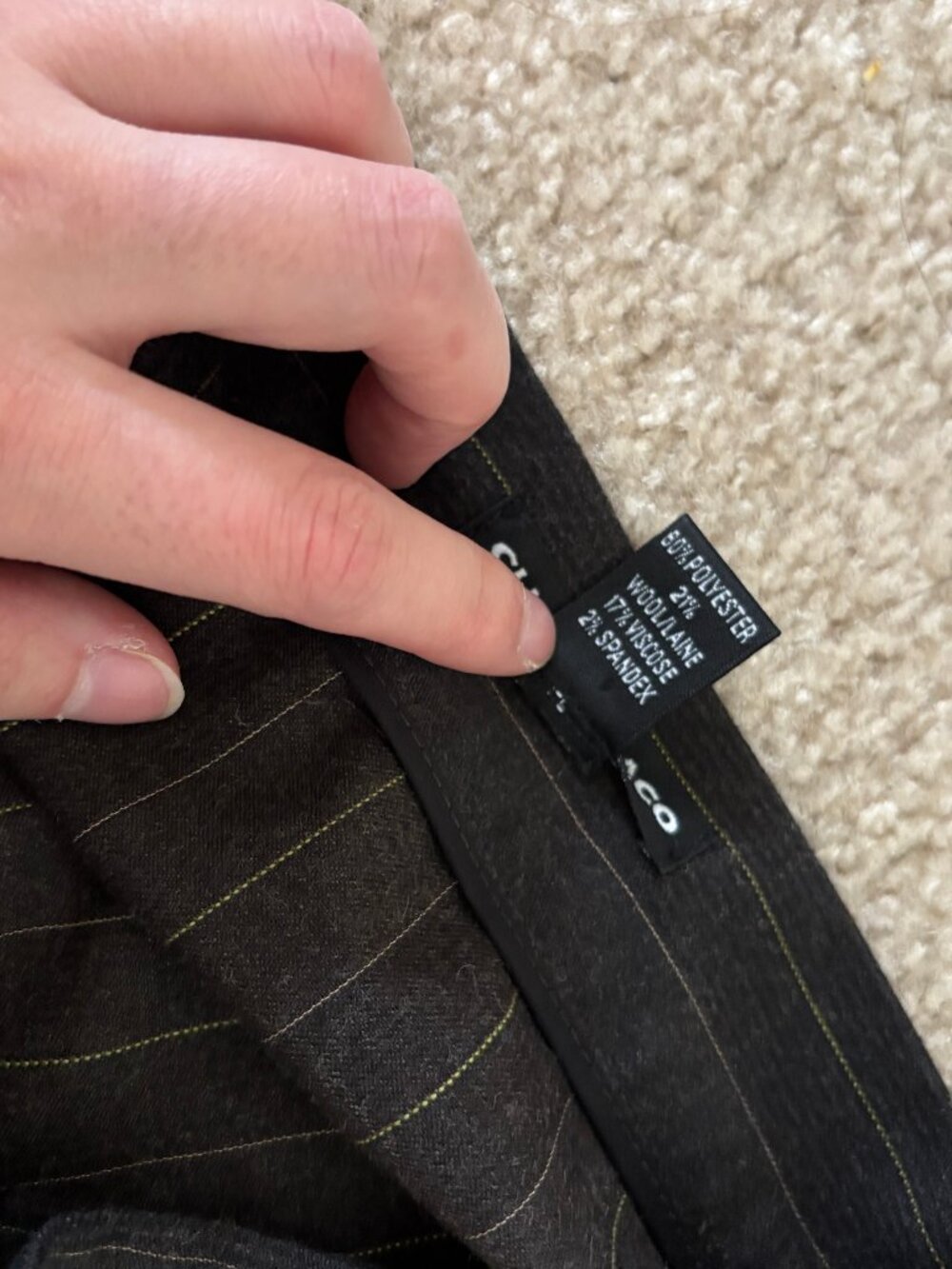 CLUB MONACO Black Pinstripe Wool Blend Pencil Skirt Old Money Luxury Size 4 - Picture 5 of 8